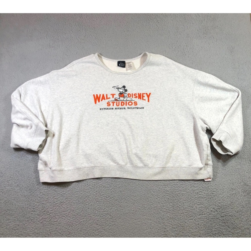 Walt Disney hoodie sweater womens 3X Gray mickey mouse cropped loose fit